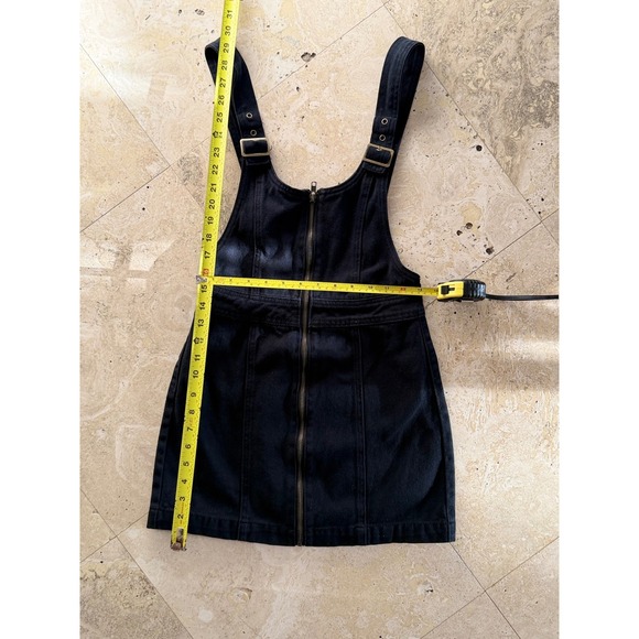 PacSun Black Denim Zip Front Pinafore Overall Mini Dress XS - Picture 4 of 8